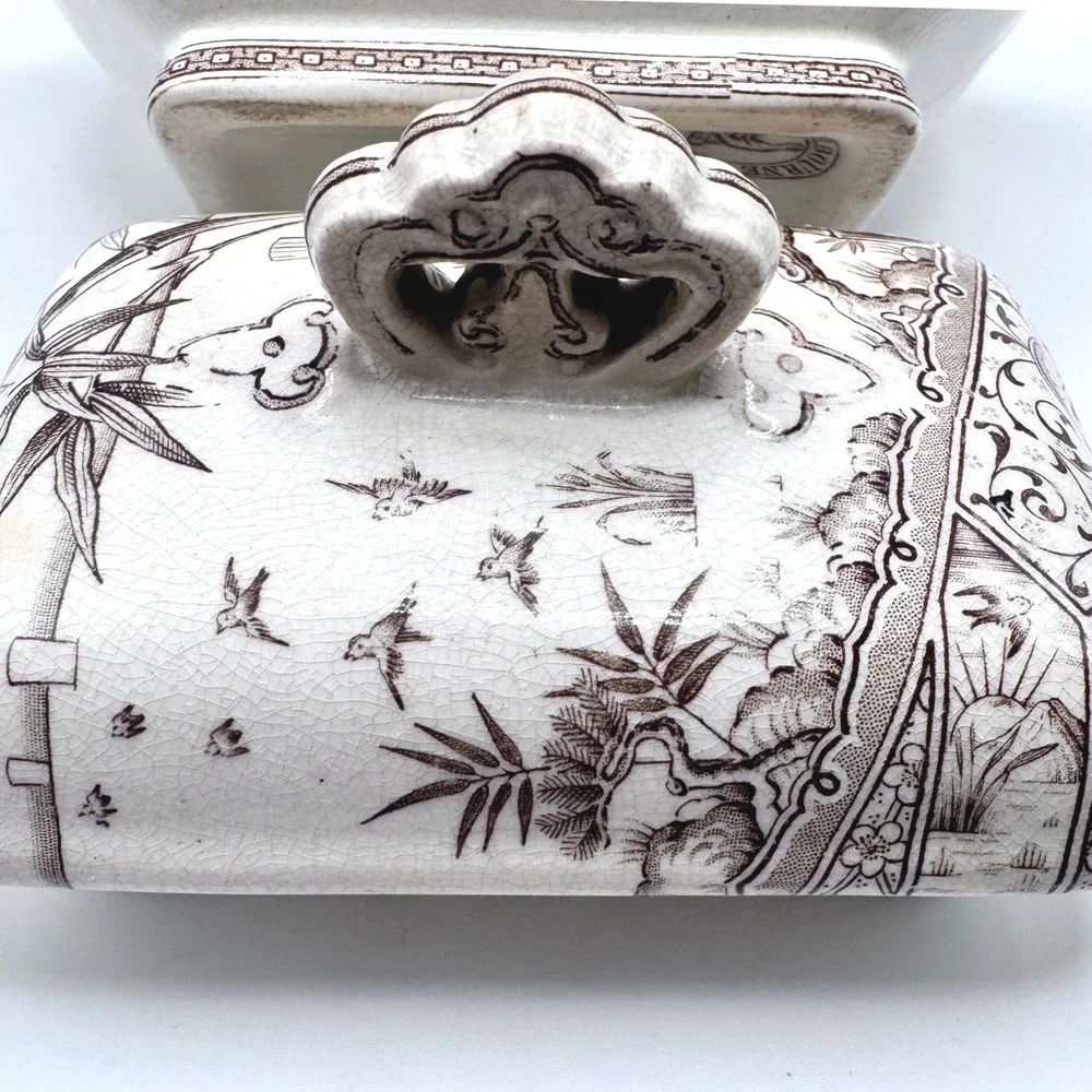 Antique Melbourne C & W‎ Late Mayers Ironstone Tureen Brown Transferware